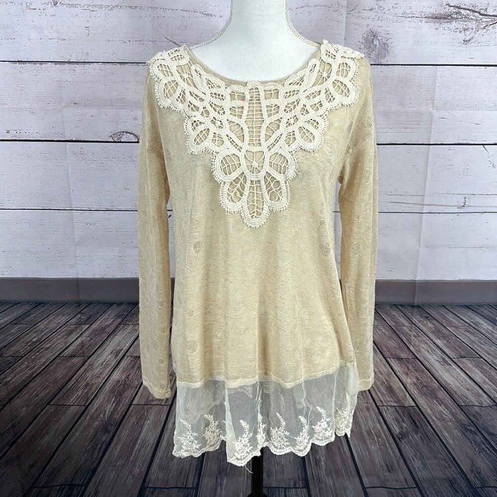 Altard State Top Shirt Womens Medium Boho Peasant Crochet Laceβ Festival